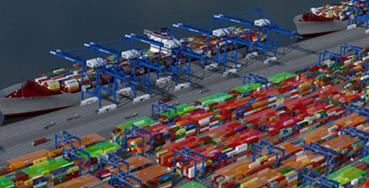 Using simulation and emulation throughout the life cycle of a container terminal